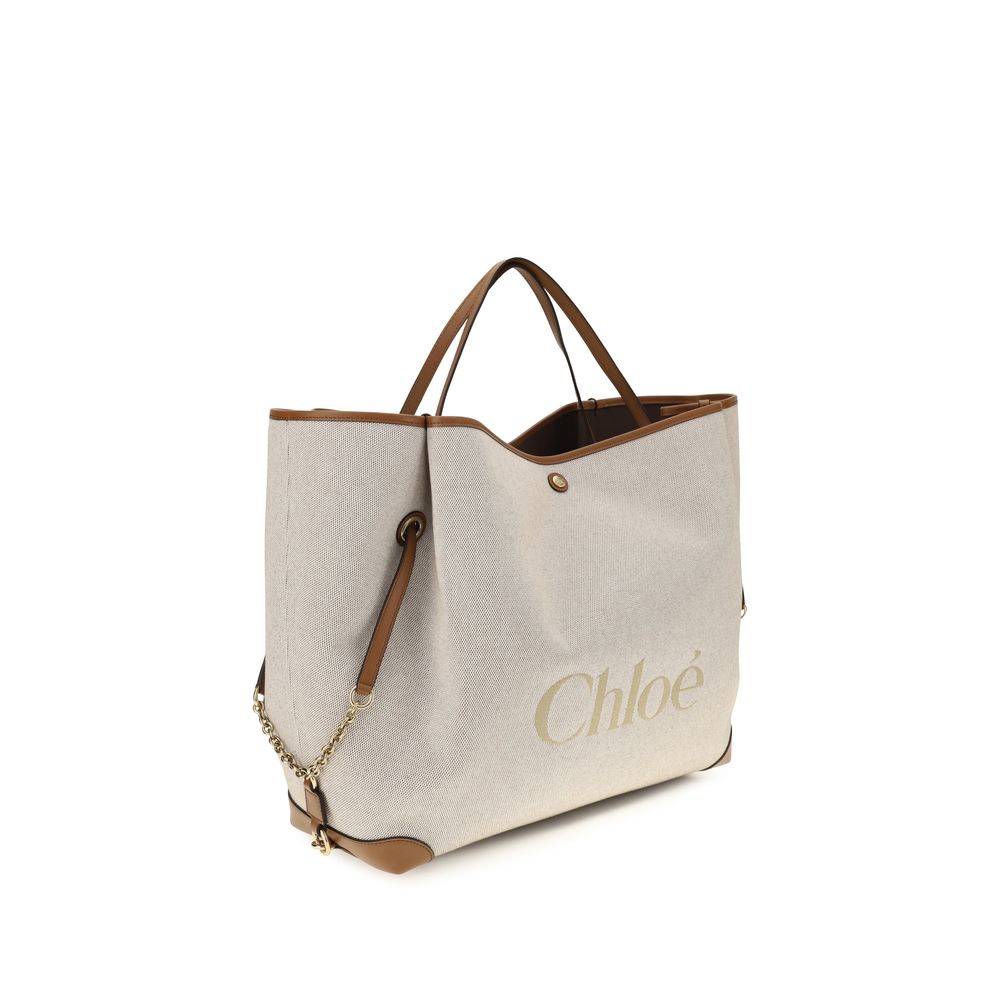 Chloé Clover Large Canvas Tote &amp; Shoulder Bag - Ivory/Beige