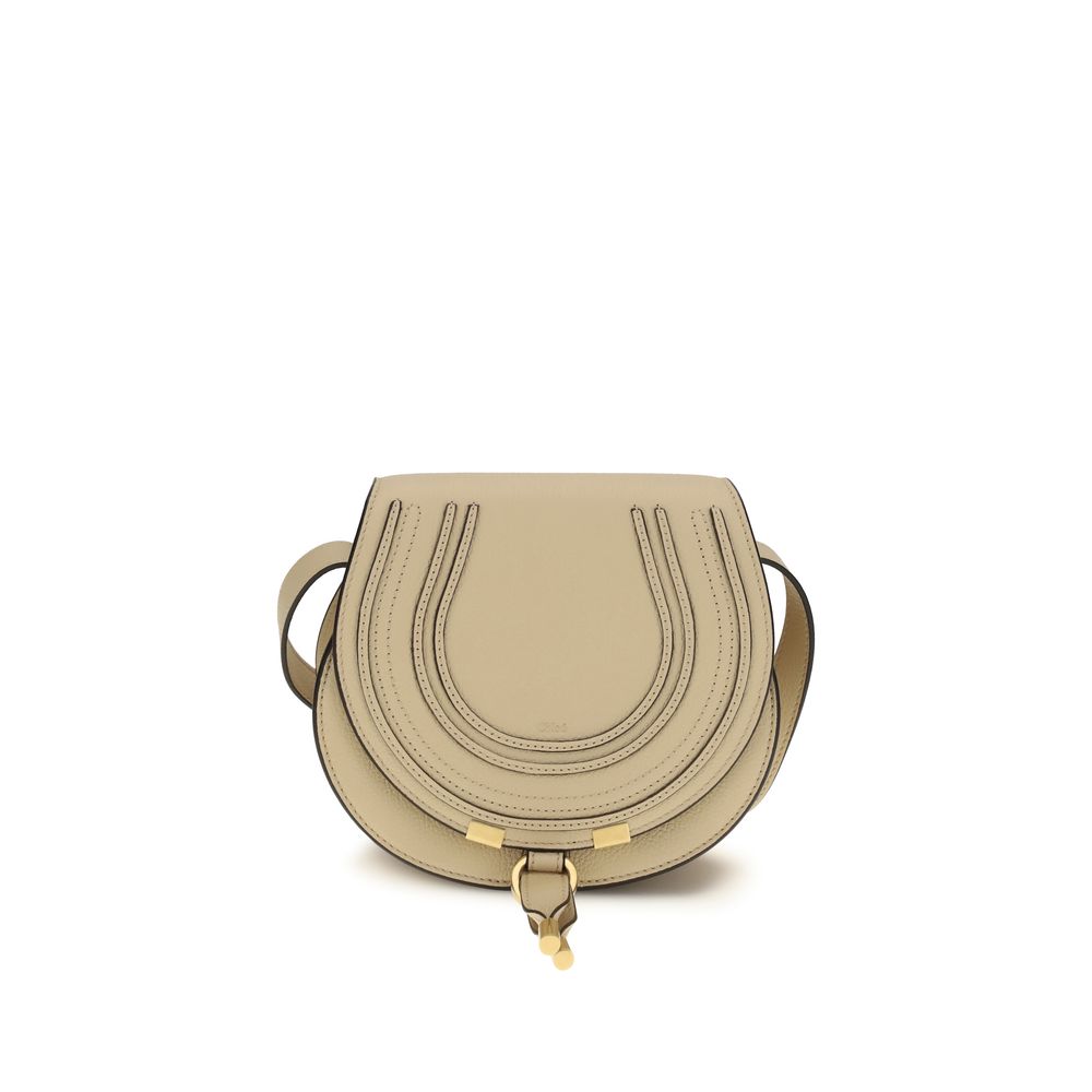 Chloé Leather Small Marcie Shoulder Bag - Beige