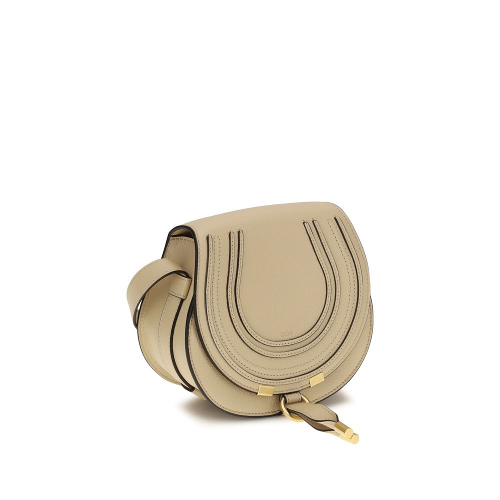 Chloé Leather Small Marcie Shoulder Bag - Beige