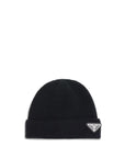 Prada Logo Cashmere-Wool Beanie - Black