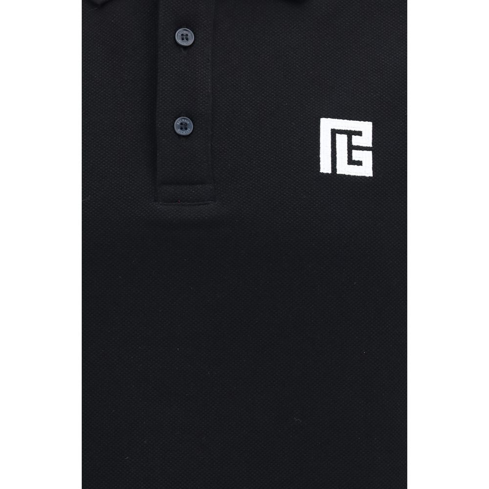 Balmain PB Embroidered Cotton Polo Shirt - Black