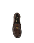 Miu Miu Logo Leather Loafers - Brown