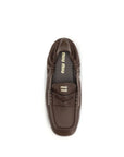 Miu Miu Ruches Leather Slip-On Loafers - Brown