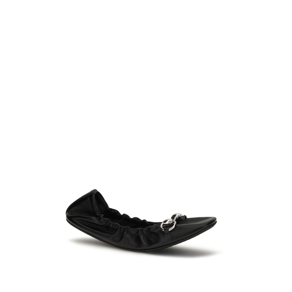 Gucci Leather Prima Ballerinas - Black