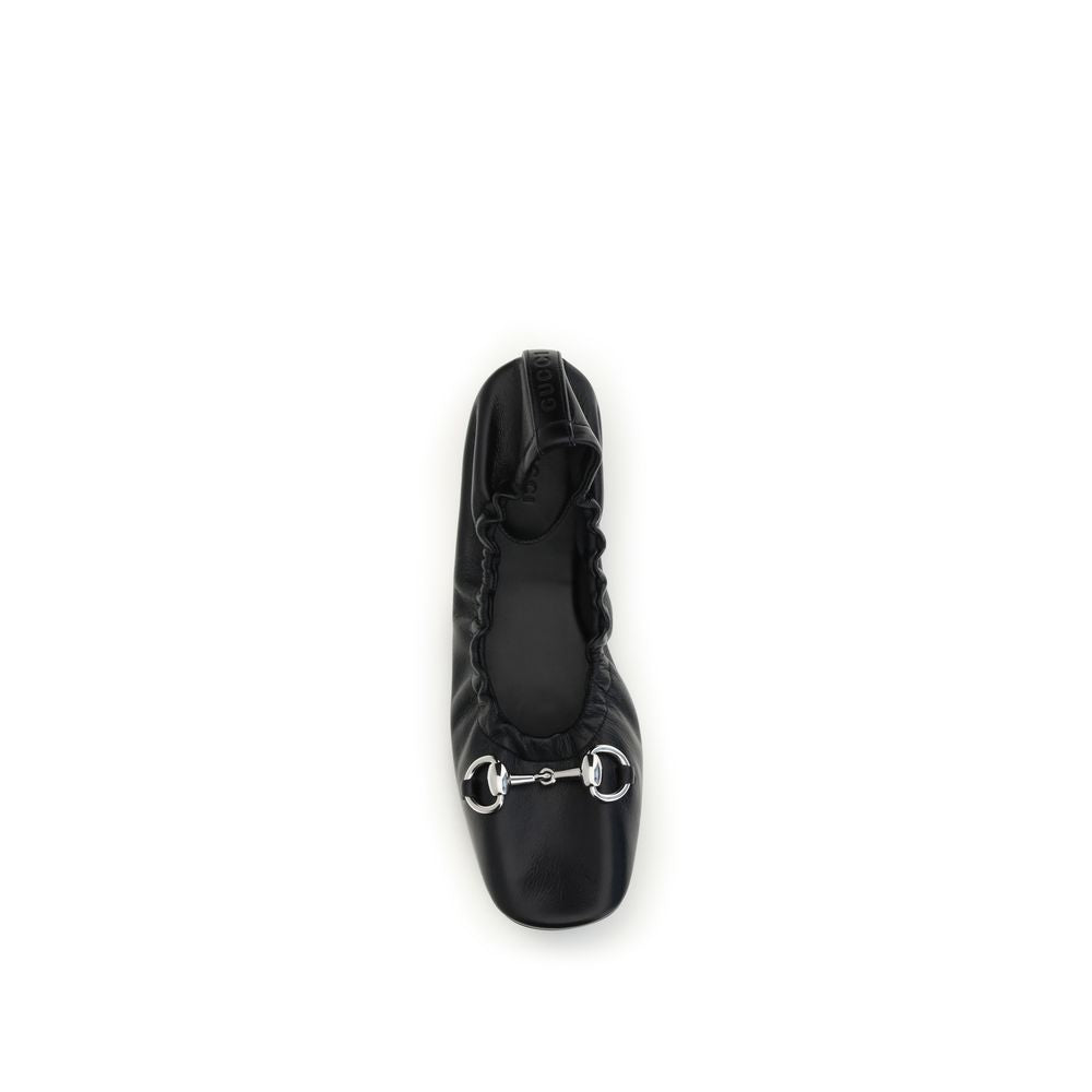 Gucci Leather Prima Ballerinas - Black