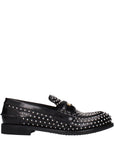 Miu Miu Studded Brushed Leather Penny Loafers - Black