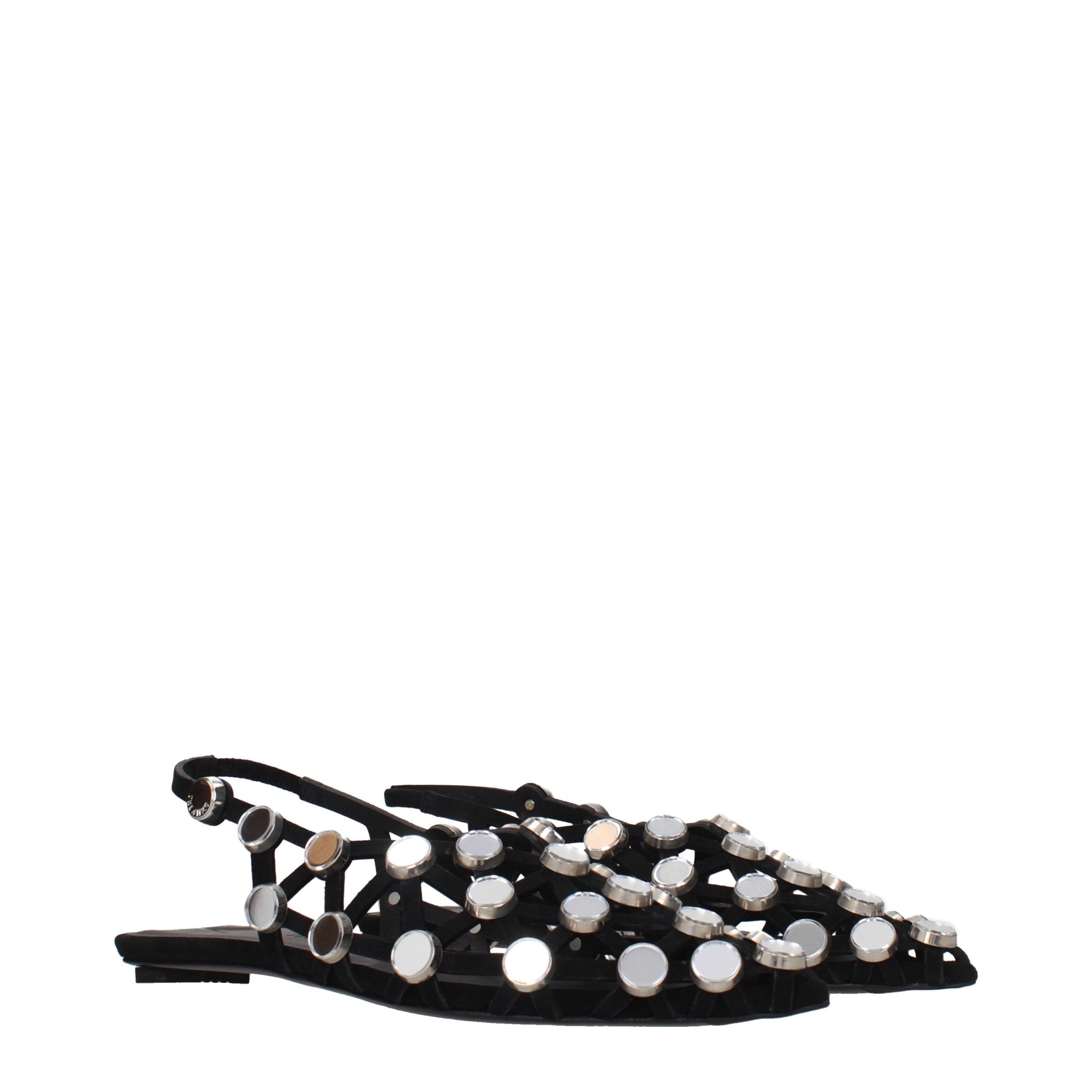 The Attico Grid Slingback Ballet Flats - Black