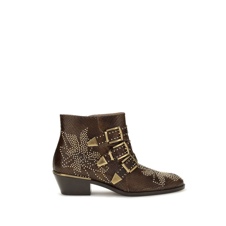Chloé Susanna Studded Leather Ankle Boots - Brown