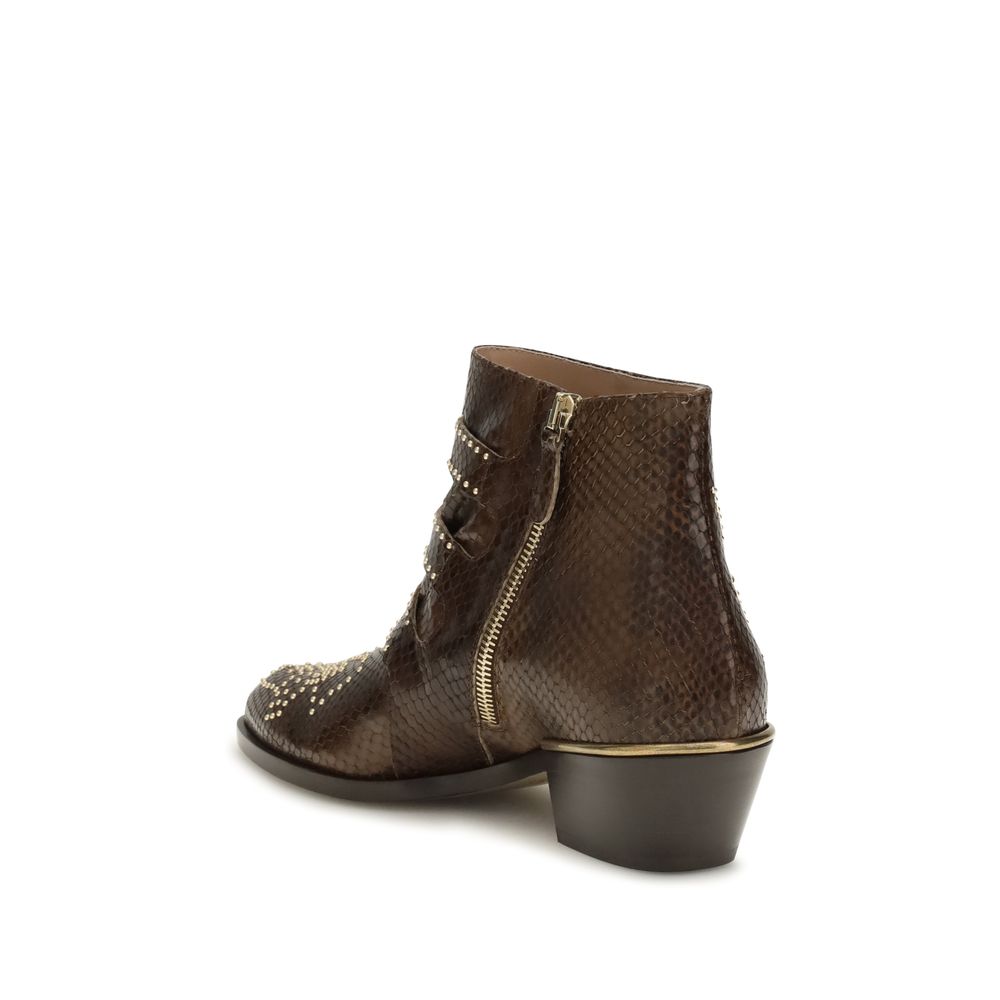 Chloé Susanna Studded Leather Ankle Boots - Brown