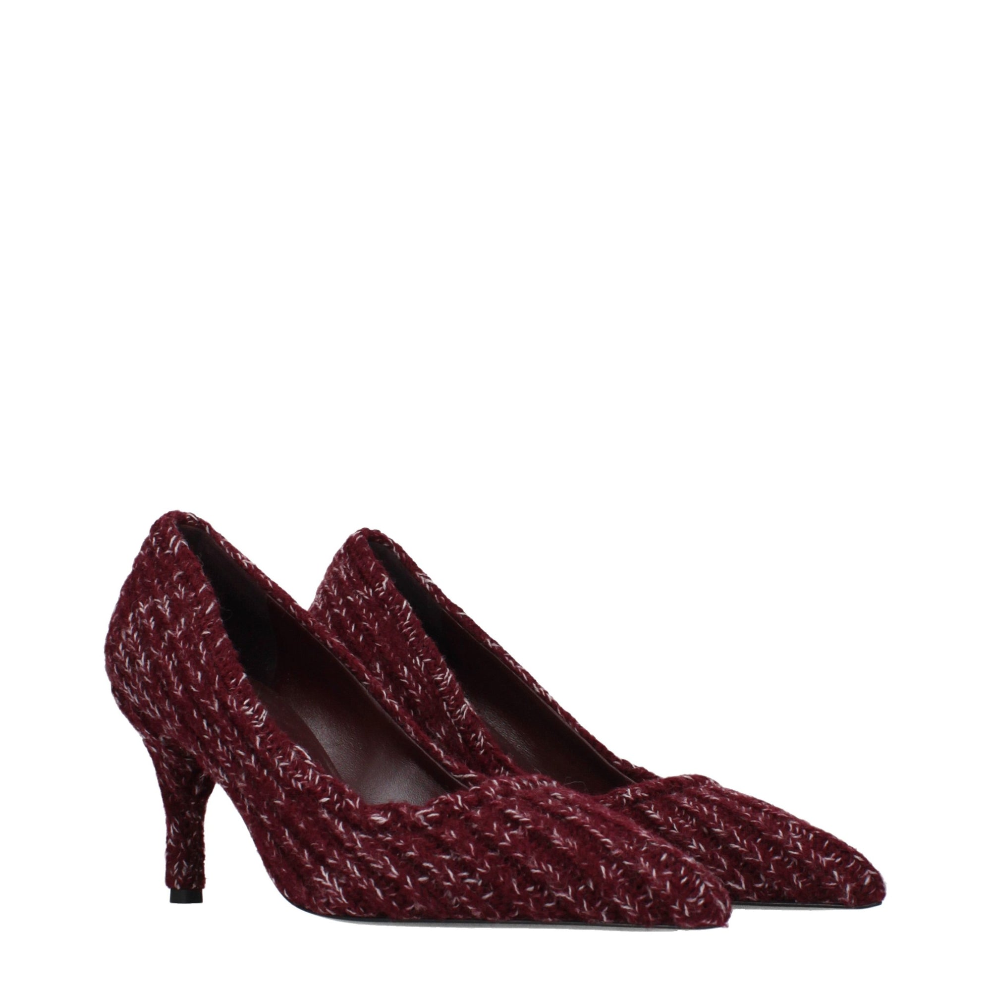 Prada Melange Knitted Pointed Toe Pumps - Burgundy Red