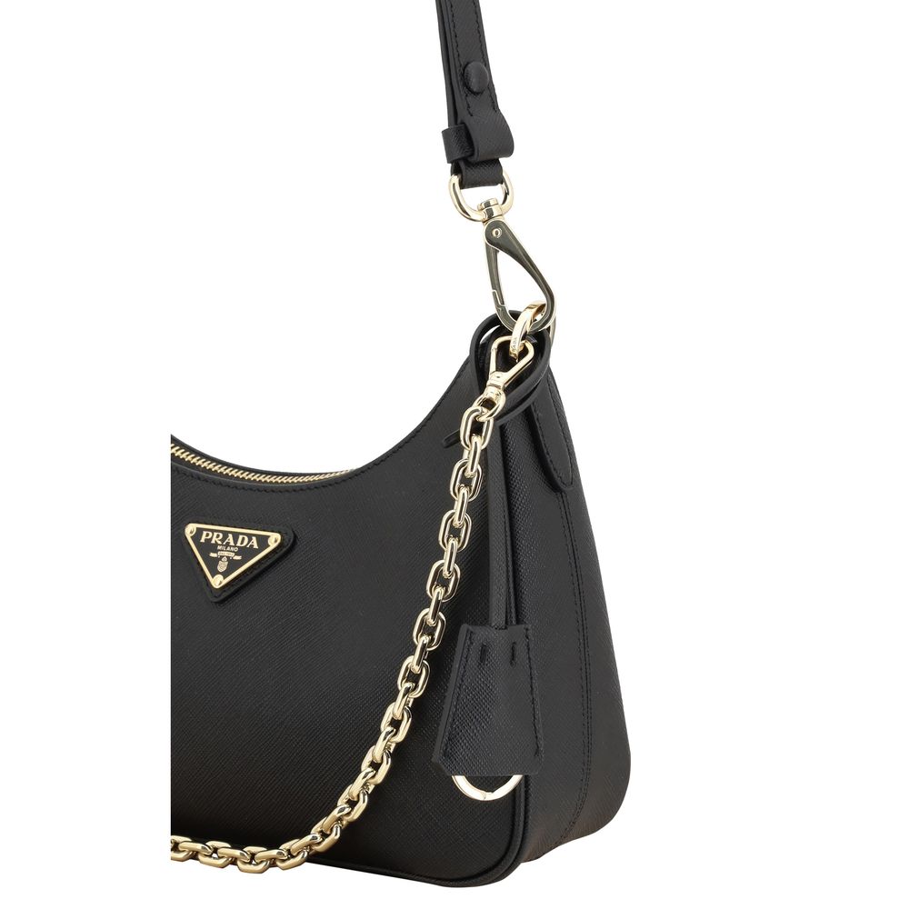 Prada Re-Edition Mini Saffiano Leather Shoulder Bag - Black