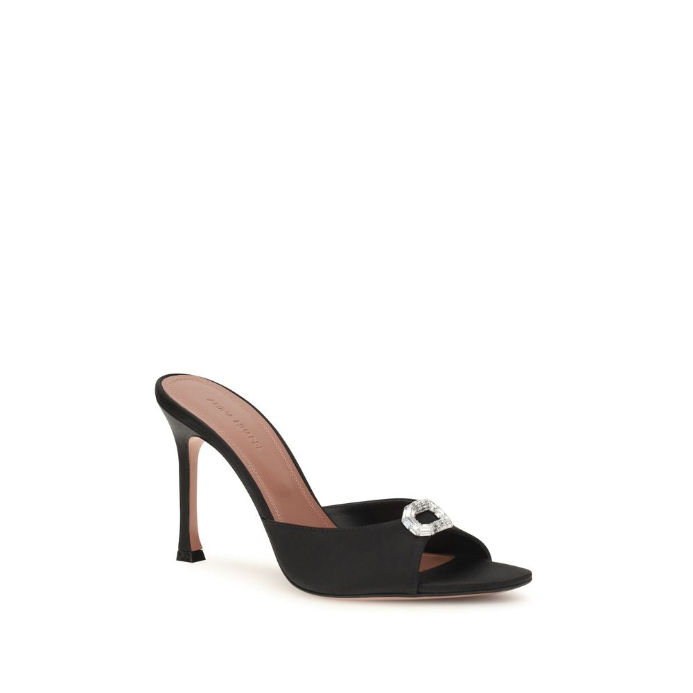 Amina Muaddi Camelia Silk Mule Sandals - Black