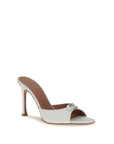 Amina Muaddi Camelia Leather Mule Sandals - White