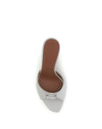 Amina Muaddi Camelia Leather Mule Sandals - White