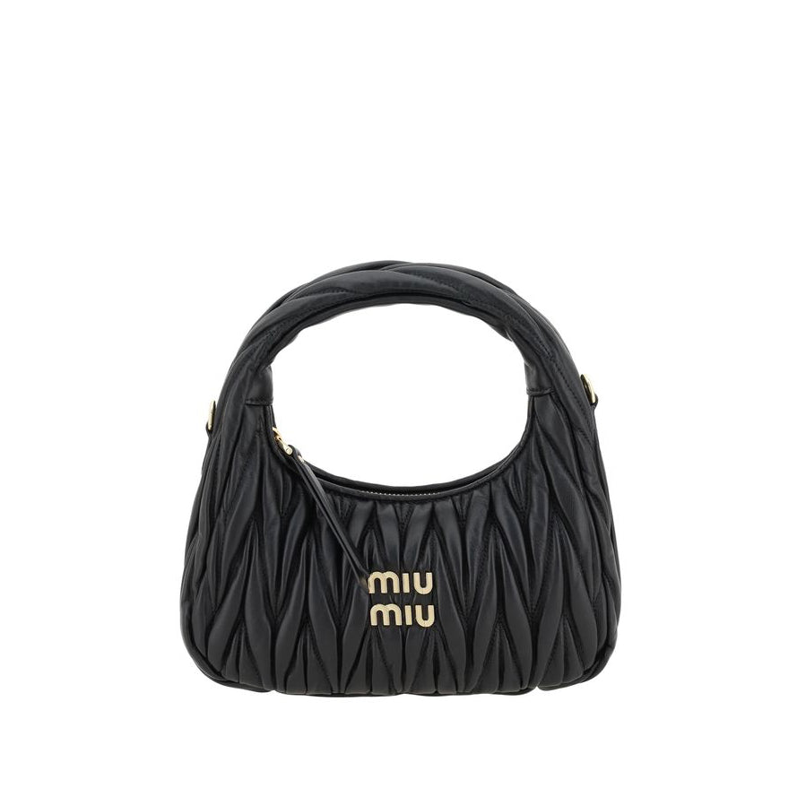 Miu Miu Wander Leather Hobo Bag - Black