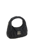 Miu Miu Wander Leather Hobo Bag - Black