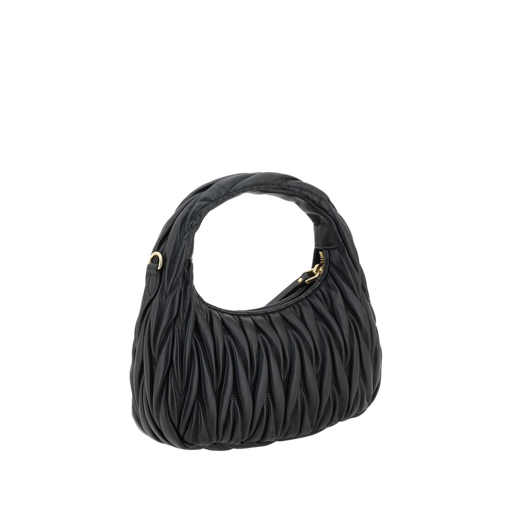Miu Miu Wander Leather Hobo Bag - Black