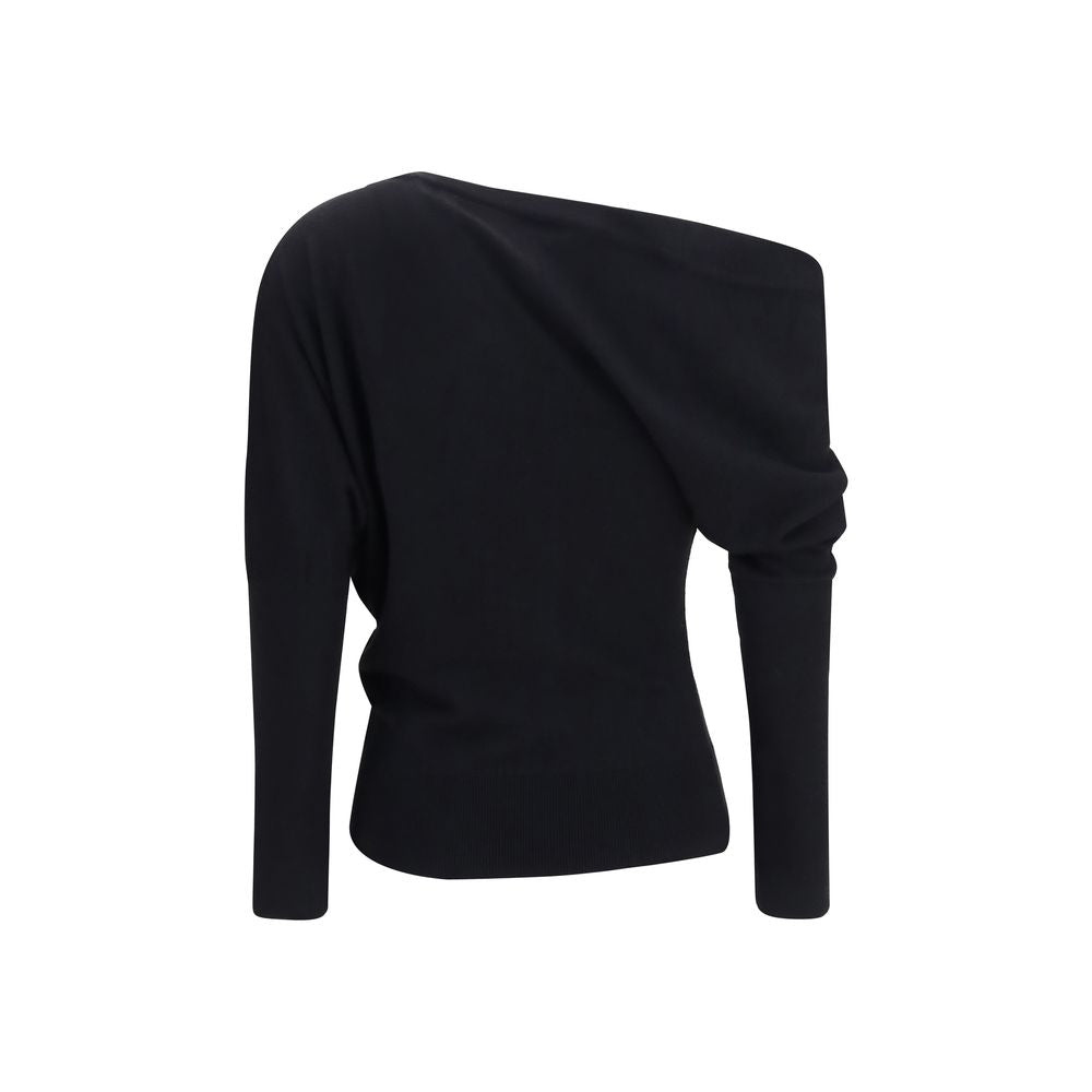Tom Ford Asymmetric Off-Shoulder Knit Top - Black