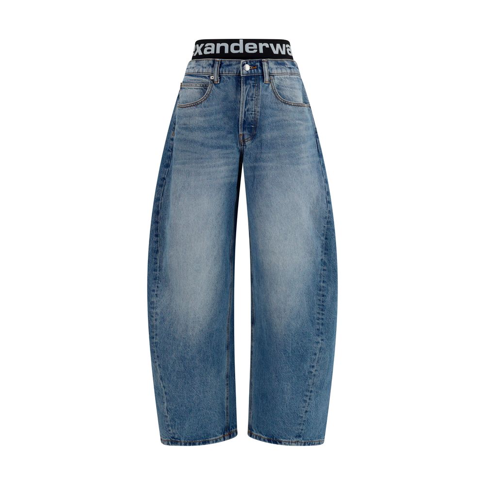 Alexander Wang Logo Waistband Layered Barrel Leg Jeans