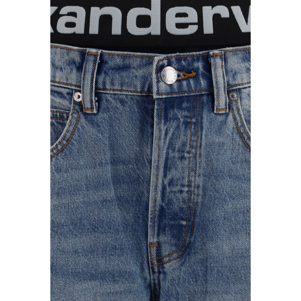 Alexander Wang Logo Waistband Layered Barrel Leg Jeans
