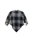 Burberry Rydal Short Wool Check Poncho & Shawl Scarf - Black
