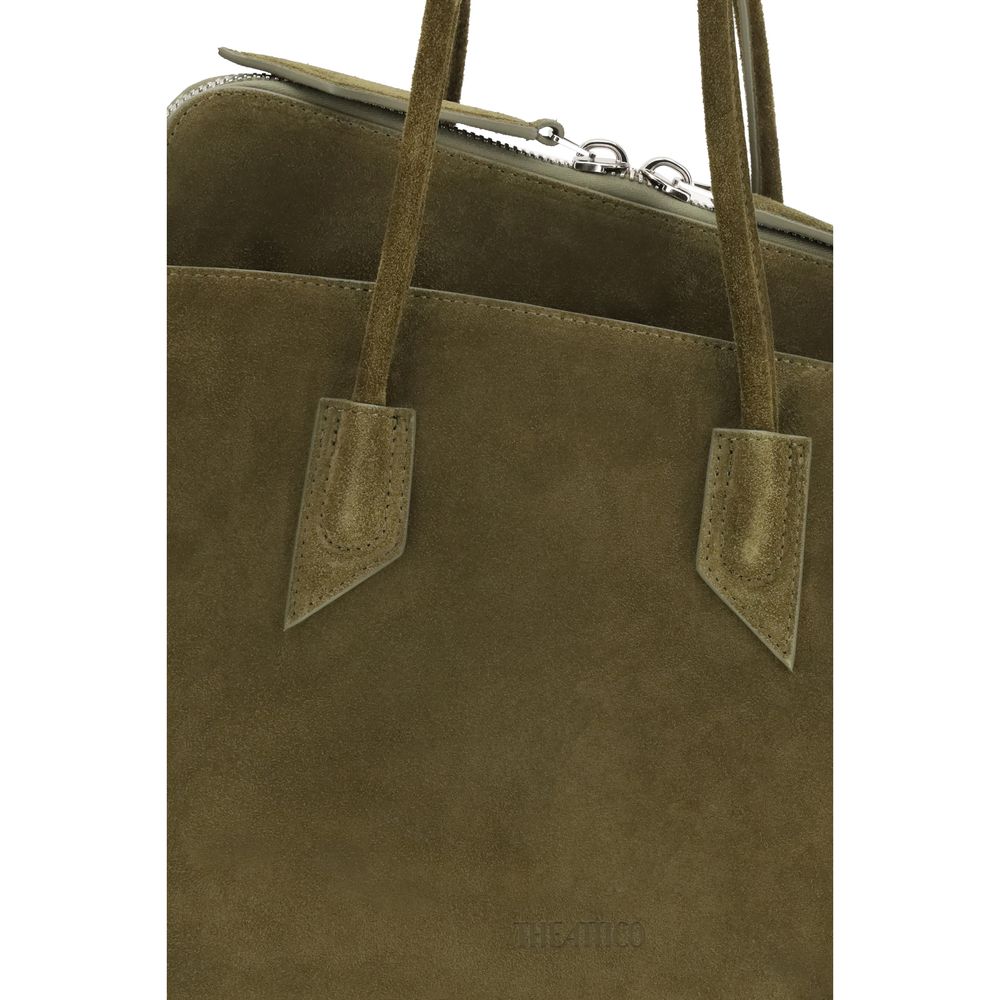 The Attico La Passeggiata Suede Leather Medium Top Handle Handbag - Green