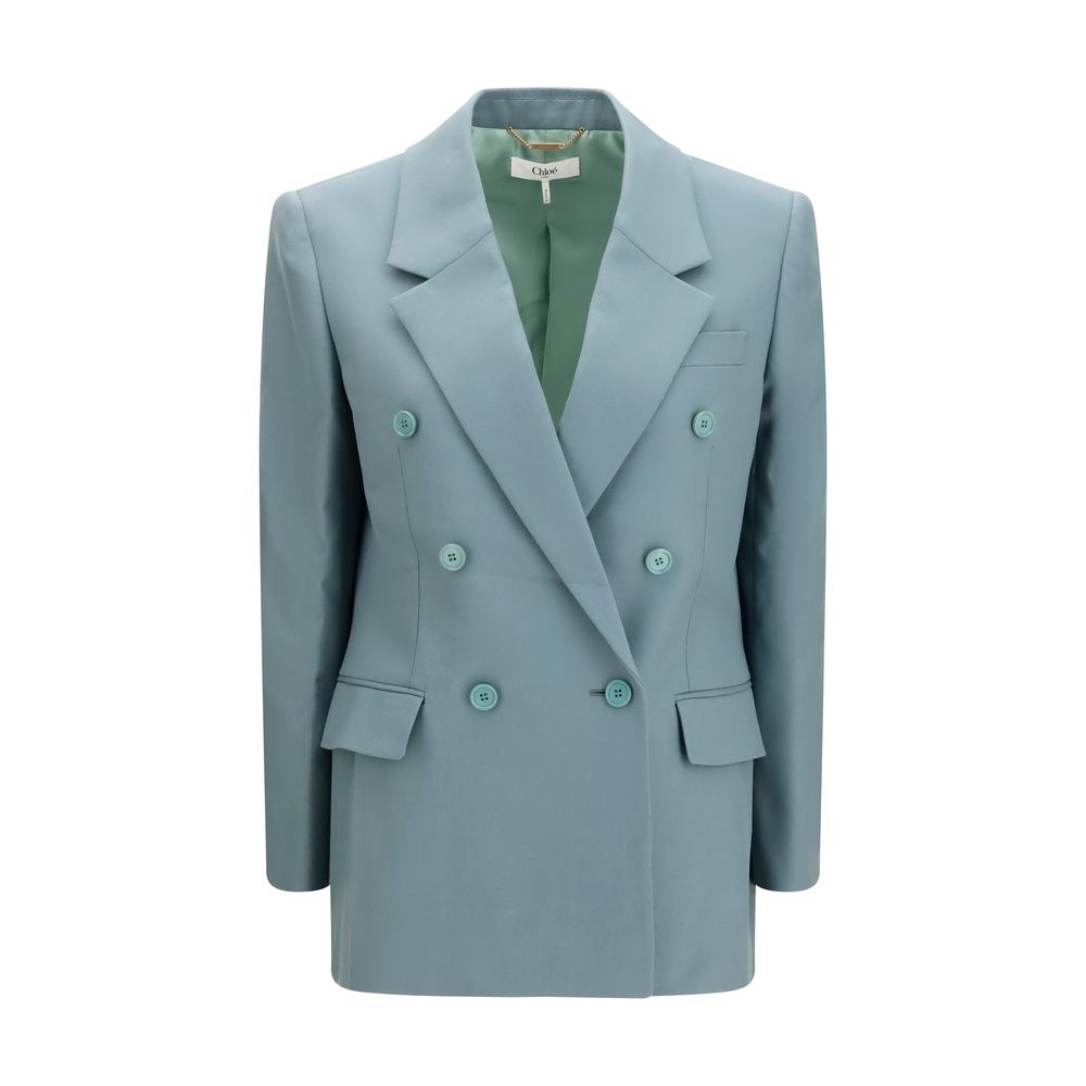 Chloé Wool Double-Breasted Blazer - Blue