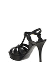 Saint Laurent Leather Platform Sandals - Black
