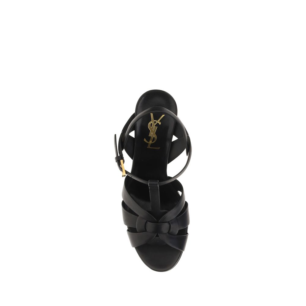 Saint Laurent Leather Platform Sandals - Black