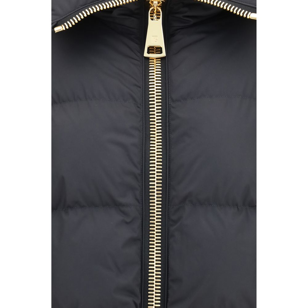 Balmain Zip High-Neck Puffer Jacket - Black