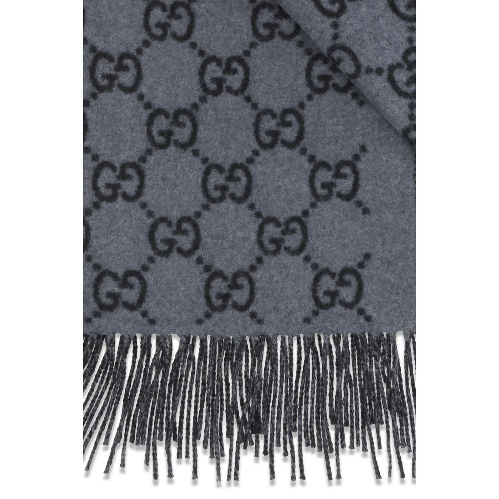 Gucci Cashmere GG Pattern Scarf - Blue