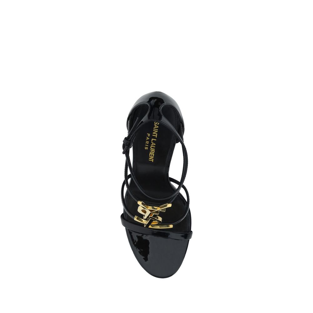Saint Laurent Cassandra Stiletto Heel Sandals - Black
