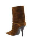 Saint Laurent Vicky Suede Leather Ankle Boots - Brown