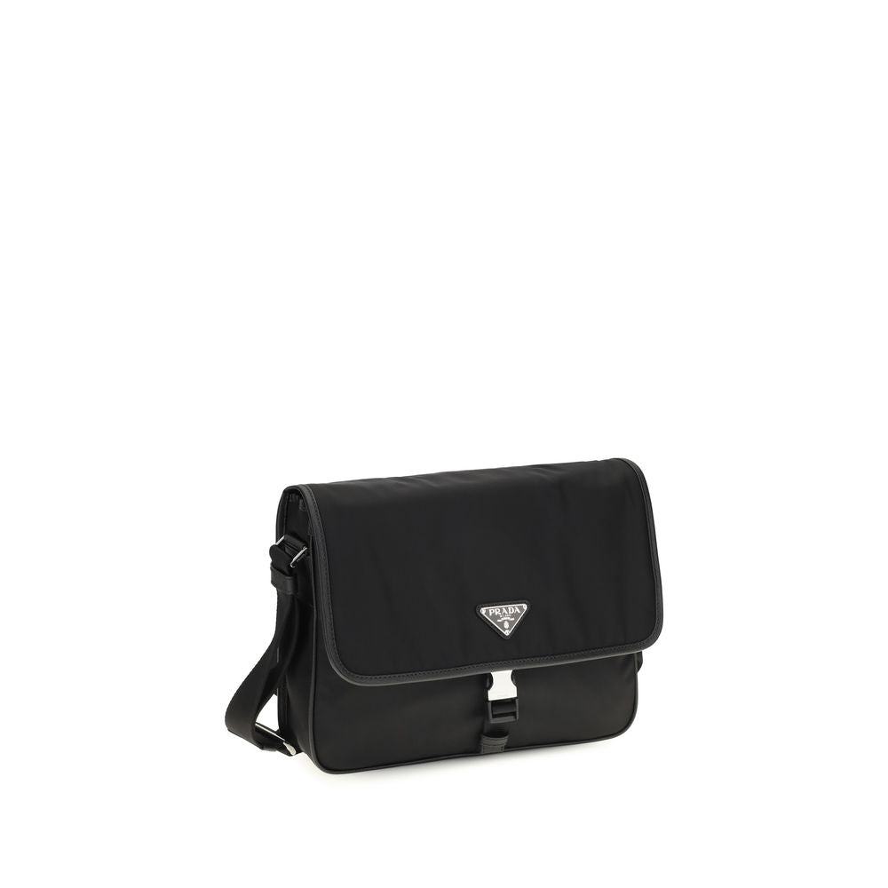 Prada Re-Nylon And Saffiano Leather Shoulder Bag - Black