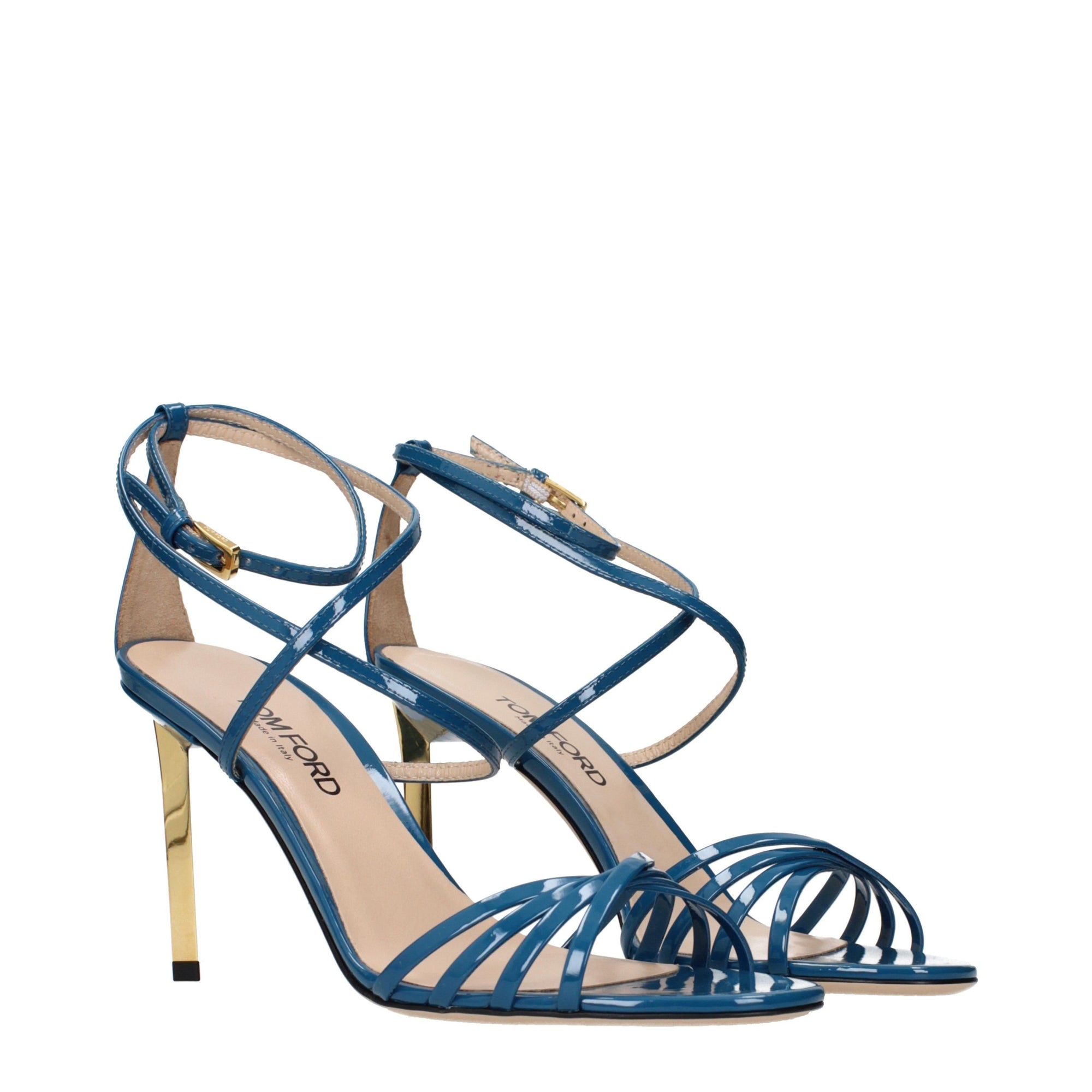 Tom Ford Ida Leather  Stiletto Heel Sandals - Blue