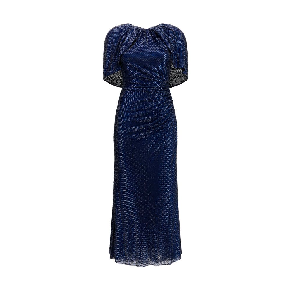 Self-Portrait Crystal Cape Sleeve Midi Dress - Blue