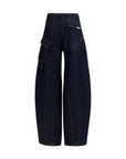 Self-Portrait Barrel Leg Cargo Jeans - Indigo Blue