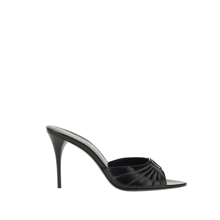 Saint Laurent Babylone Stiletto Heel Mule Sandals - Black