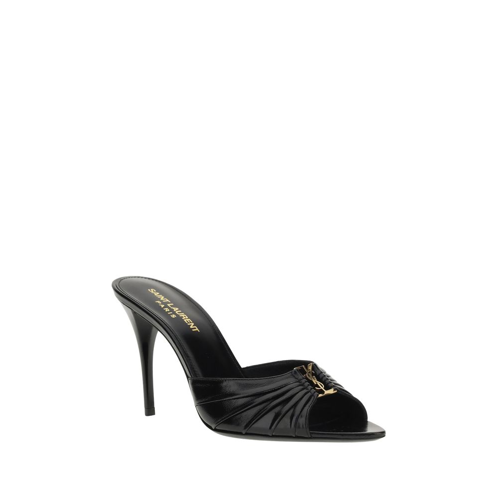 Saint Laurent Babylone Stiletto Heel Mule Sandals - Black