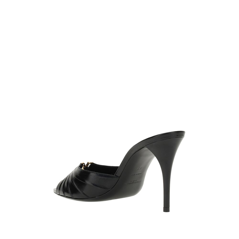 Saint Laurent Babylone Stiletto Heel Mule Sandals - Black