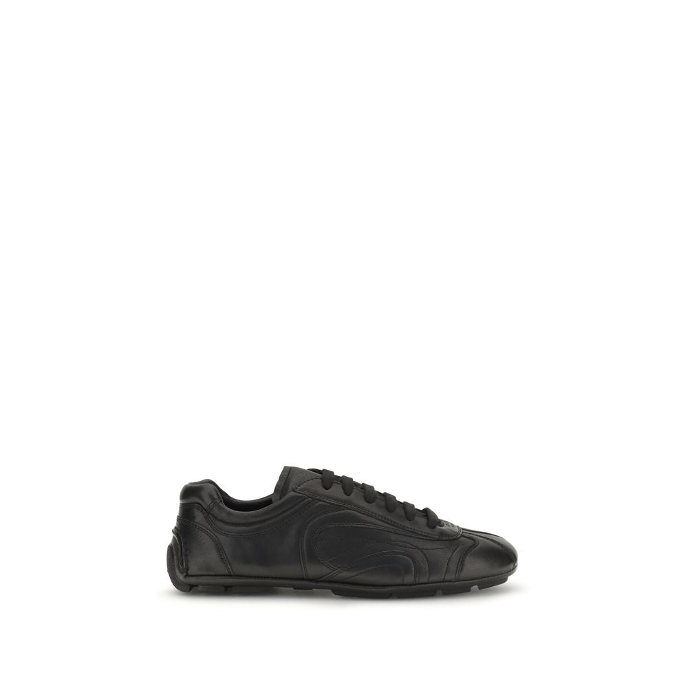 Prada Leather Low Top Sneakers - Black
