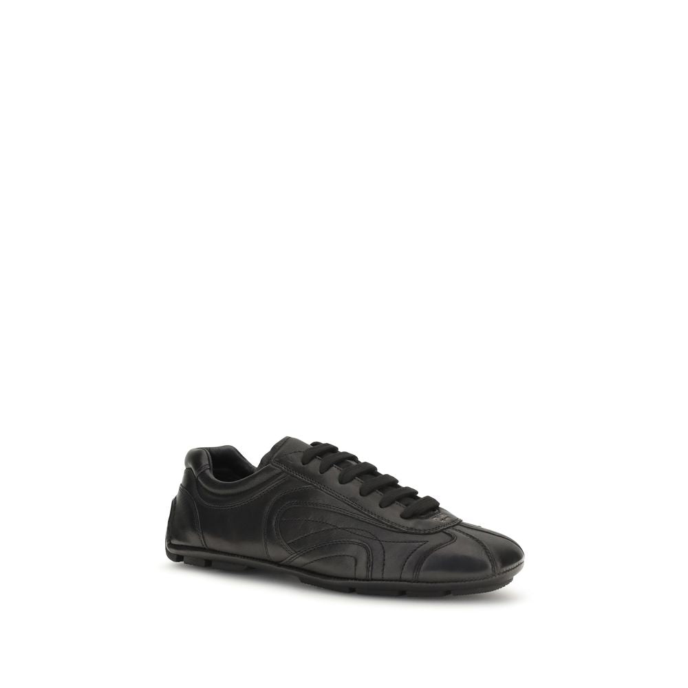Prada Leather Low Top Sneakers - Black