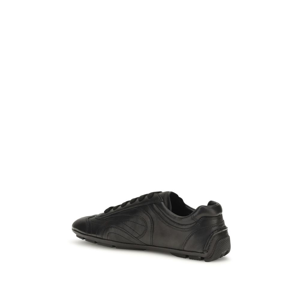 Prada Leather Low Top Sneakers - Black