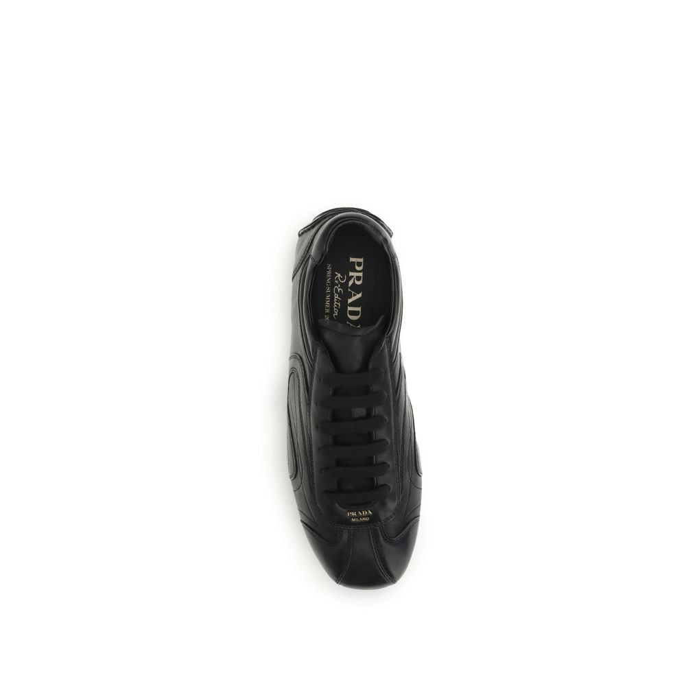 Prada Leather Low Top Sneakers - Black