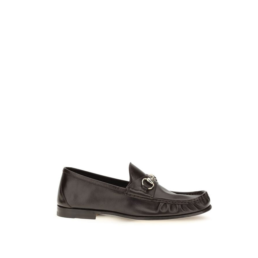 Gucci Brown Lugano Leather Loafers - Dark Brown/Chocolate