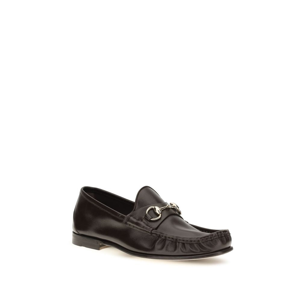 Gucci Brown Lugano Leather Loafers - Dark Brown/Chocolate