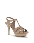 Saint Laurent Leather Tribute Stiletto Sandals - Beige