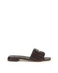 Miu Miu Matelassé Leather Flat Sandals - Brown