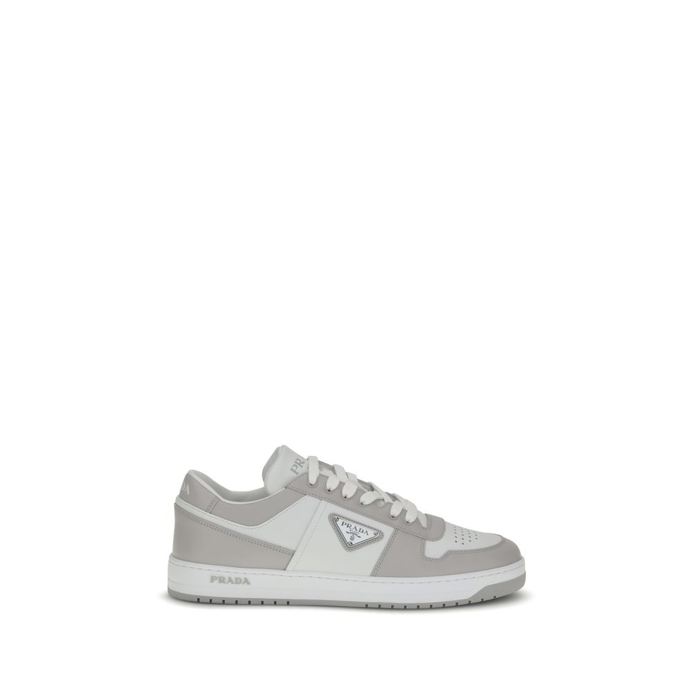 Prada Leather Downtown Low Top Sneakers - Gray/Grey