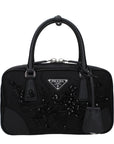 Prada Sequins Fabric Handbag - Black